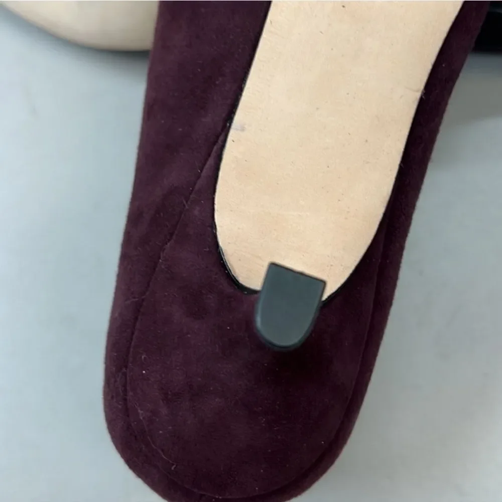 KATE SPADE Dale Kitten Heels In Deep Russe Goat Leather Pumps NIB